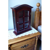 Vintage Wood and Glass Wall Curio Display Case Cabinet   153104020267